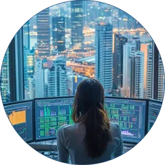 A trader at her screens: stress monitoring